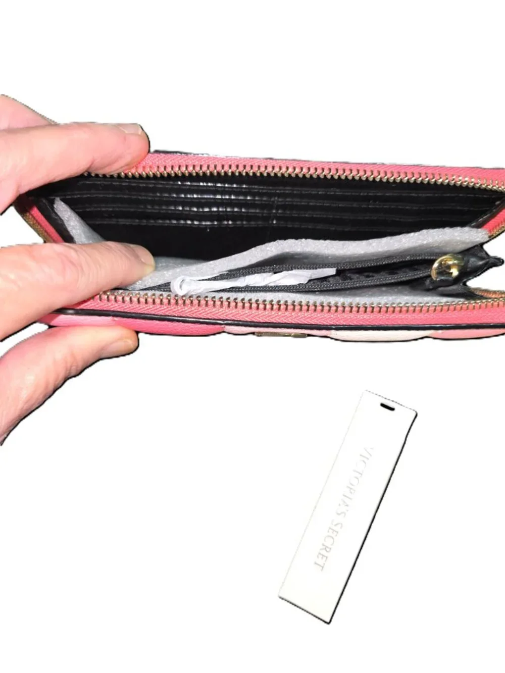 Victoria Secret Pink & White Striped Zip Around Wallet - Picture 9 of 11